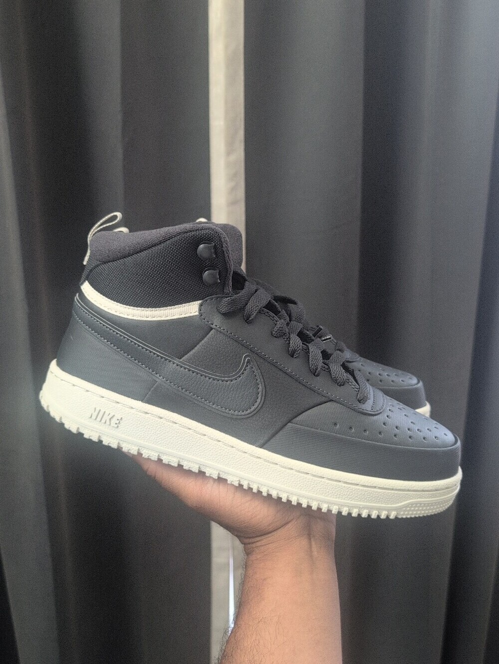 Men's Nike Court Vision Mid Winter Dark Smoke Grey Light Bone Shoe Size 8.5 NWOB